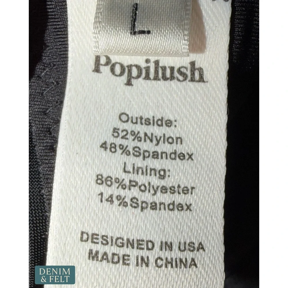 NEW Popilush Shapewear Ruched Underwire Bikini Top Black Large Swimwear